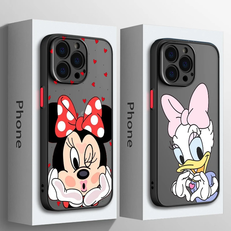 

Mickey Minnie Mouse For Apple iPhone 15 14 13 12 11 Mini XS XR X Pro MAX 8 7 6 Plus SE 2020 Frosted Translucent Phone Case