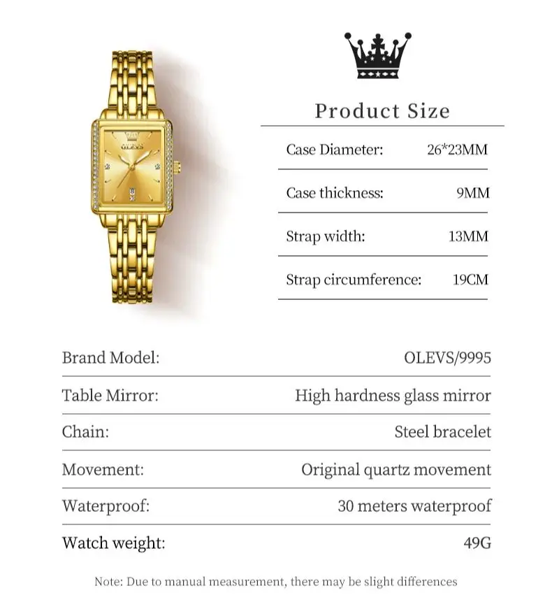 OLEVS 9995 Luxury Diamond Quartz Watch For Women Simple Dial Calendar Original Ladies Wristwatch Waterproof Luminous Dress Watch