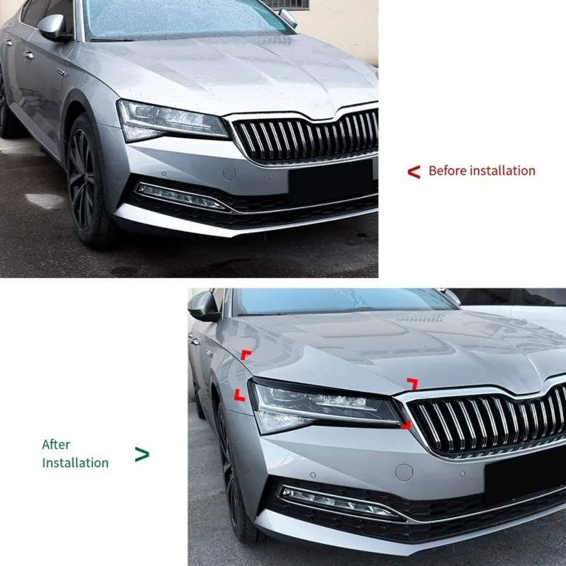 Exterior Accessories For Skoda Superb B8.5 2019-2022 Front Headlight Eyebrow Spoiler Cover Trim Car