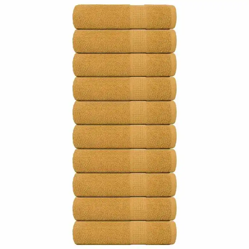 Lot de 10 serviettes dorées, 50x100 cm, 360 g/m², 100 % coton, excellent rapport qualité-prix pour la maison