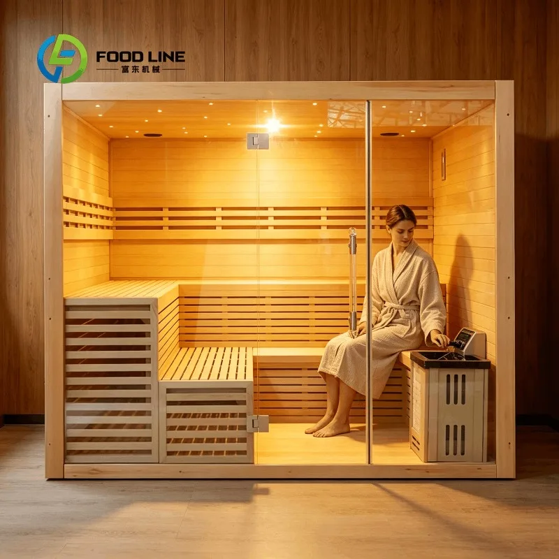 Customized Cube Shaped Sauna Room Black Roof Cedar Wood Finish Ergonomic Seating Backrest Tempered Glass Door Bulk Purchase Save