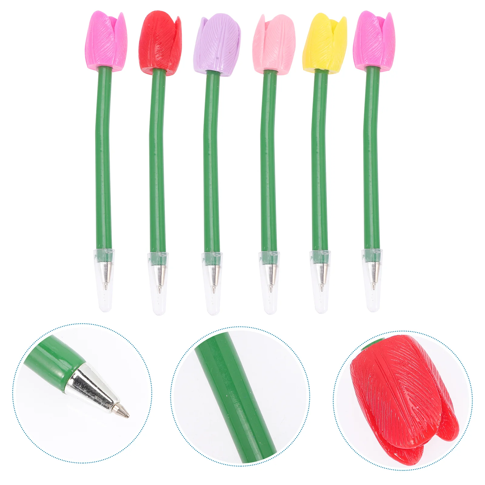 

6 Pcs Transparent Tulip Ballpoint Pen Flower Pens Decorations Plastic Fake Miss Gift