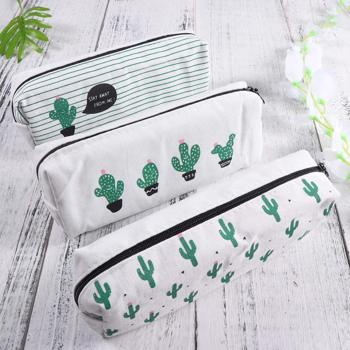 

Cactus Pen Bag Fashionable Canvas Pencil Case Bags Cute School Supplies Octagonal