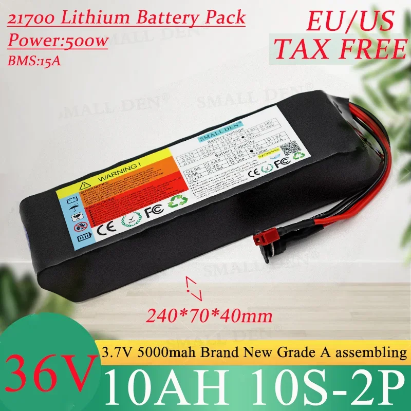 

New 36V 10Ah 21700 10S2P Lithium Ion Battery Pack 500W Power Tool Batteries Outdoor Backup Batteries With 15A BMS