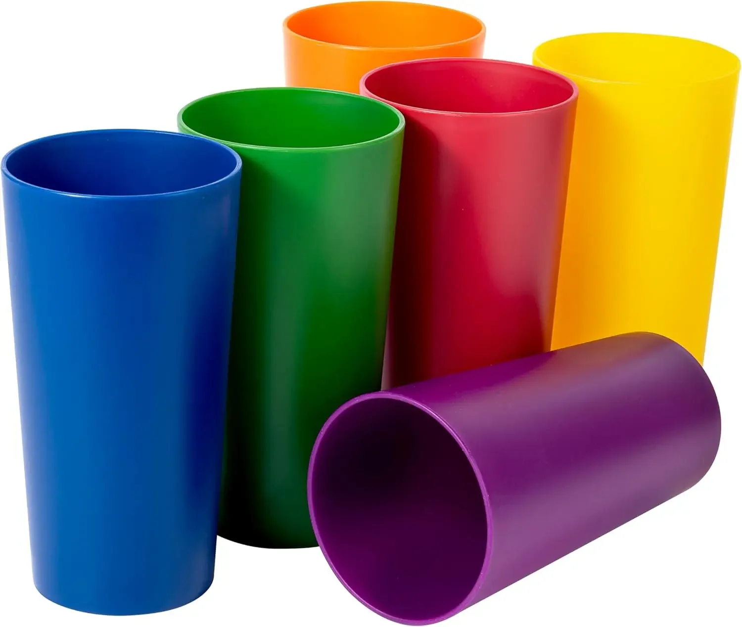 

26-ounce Plastic Drinking Glasses Stackable Tumblers Water Cups Mixed Drinkware, set of 6 Mixed Color Reusable Shatter-resistant