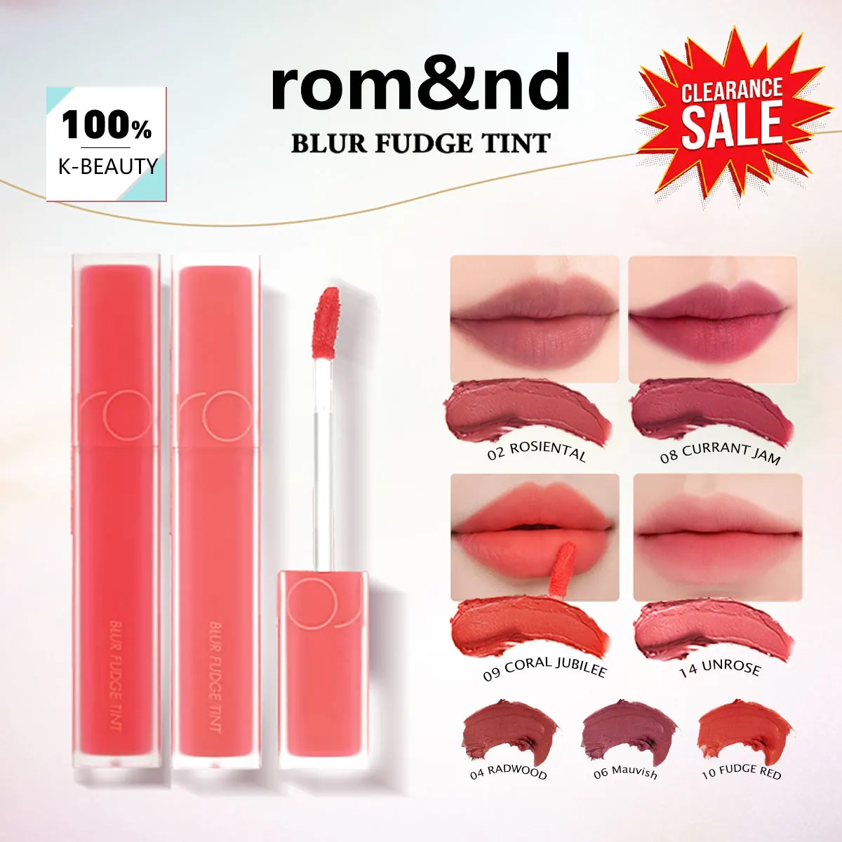 [ClearanceSale] rom&nd BLUR FUDGE TINT,Long-Lasting Color,Moisturizing & Non-Drying,Luxurious Haze,Korean Cosmetic,Korean Makeup