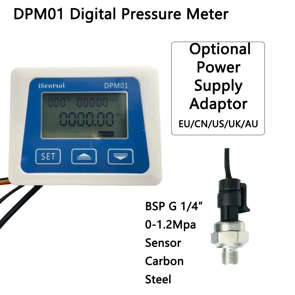 1.2Mpa DPM01 Digital Pressure Meter With Carbon Steel Sensor G1/4