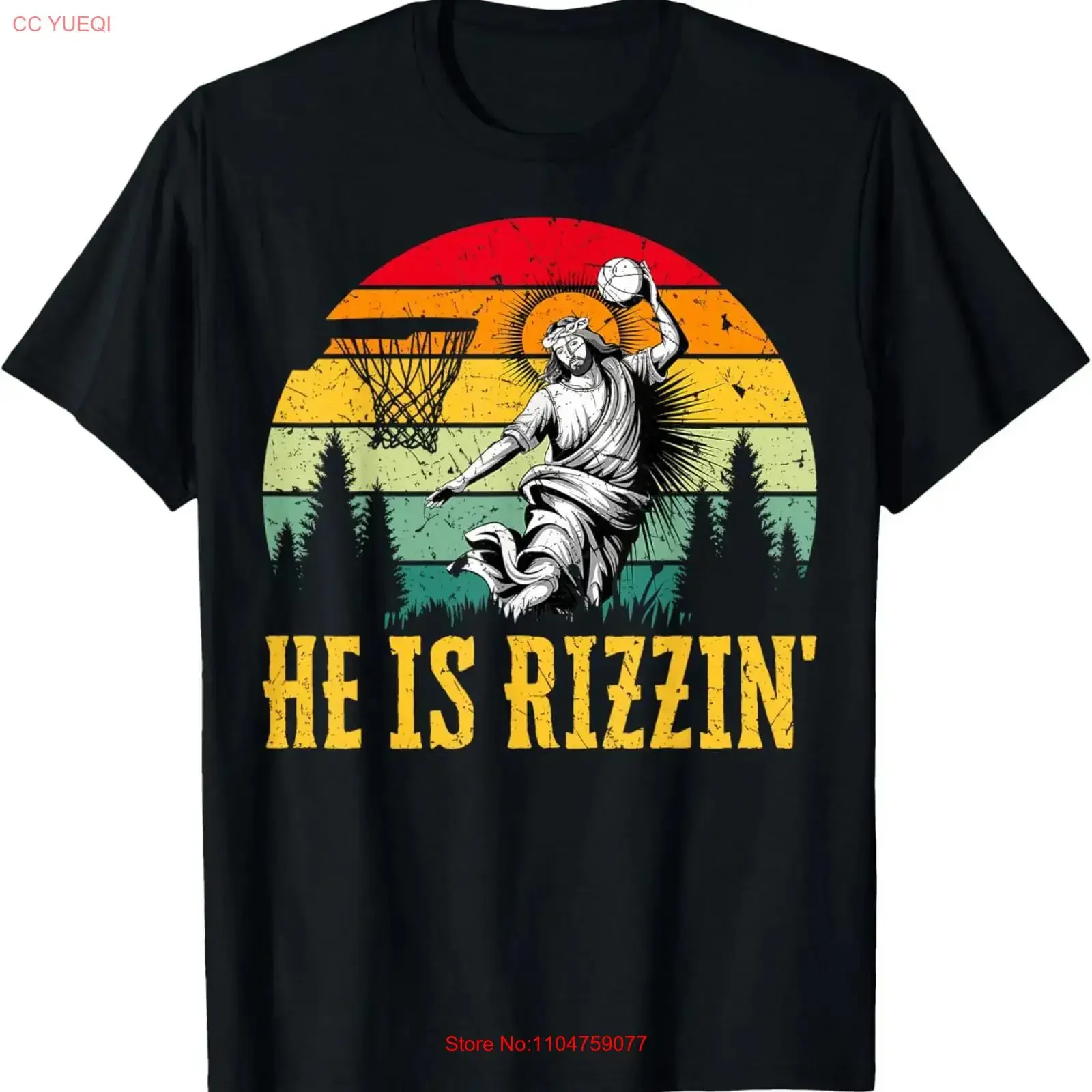 He Is Rizzin Jesus Playing Basketball Funny Easter Day T Shirt S 3XL vintage Washed homme Soft graphic designer clothes