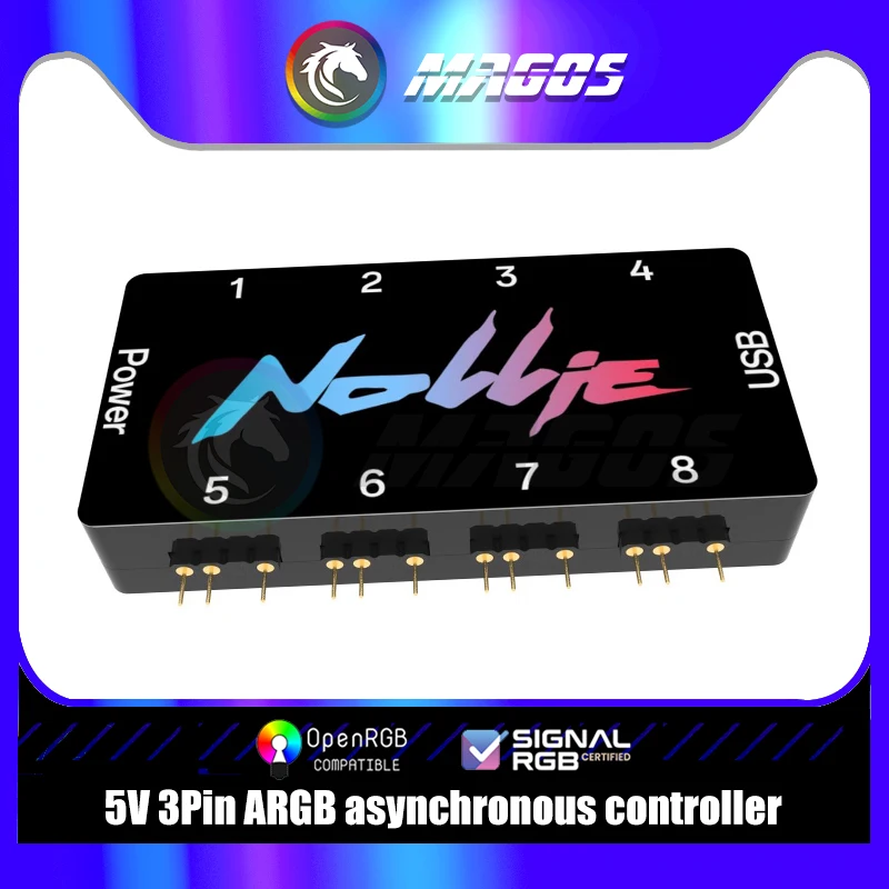 

Nollie 5V ARGB Asynchronous Controller HUB, Support SignalRGB OpenRGB Universal for Computer Case Cooling Fans + Light Strip
