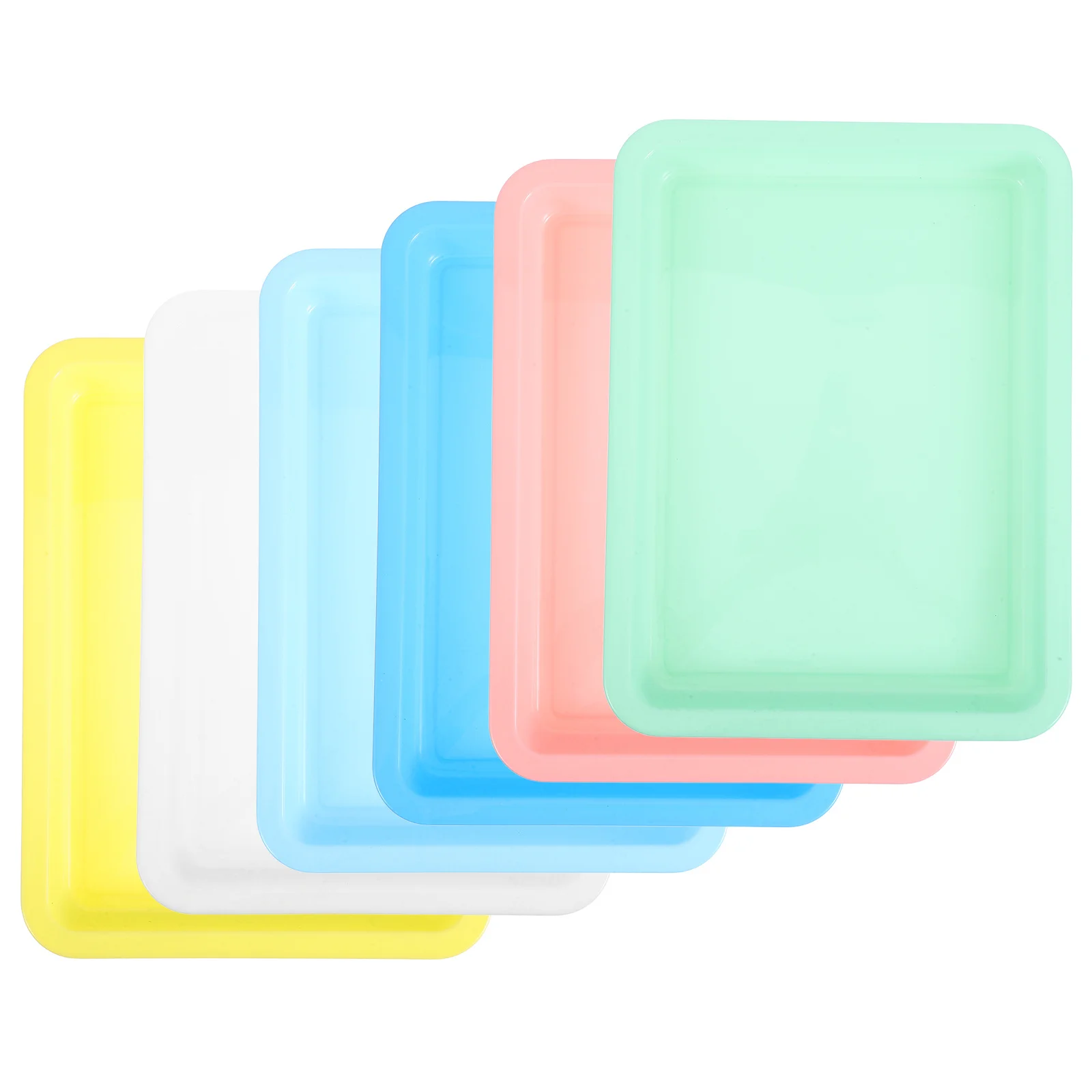 

6pcs Color Palette Art Tray Plastic Organizer for Crafts Painting Beads Supplies Rectangular Food Storage