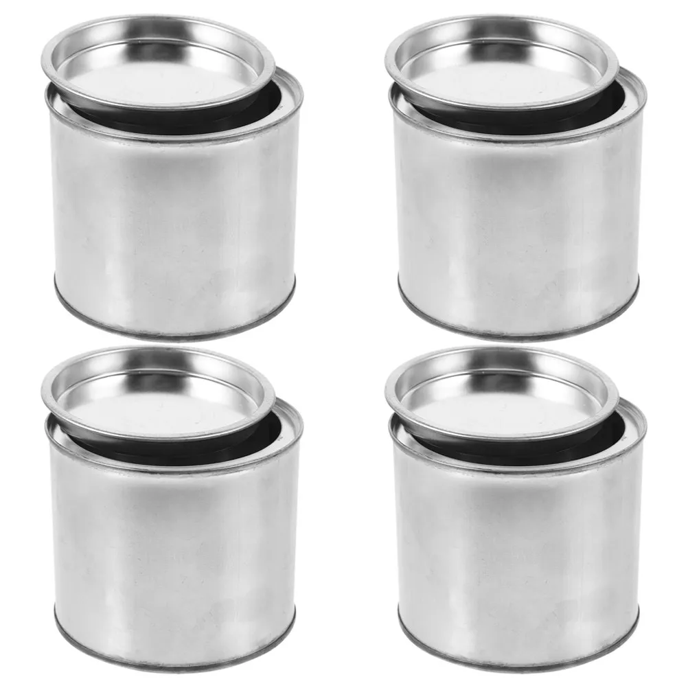 

Набор из 4 полированных металлических банок для краски объемом 0,5 л с крышками, легко моются, многоразовые контейнеры для хранения краски для творчества и рисования