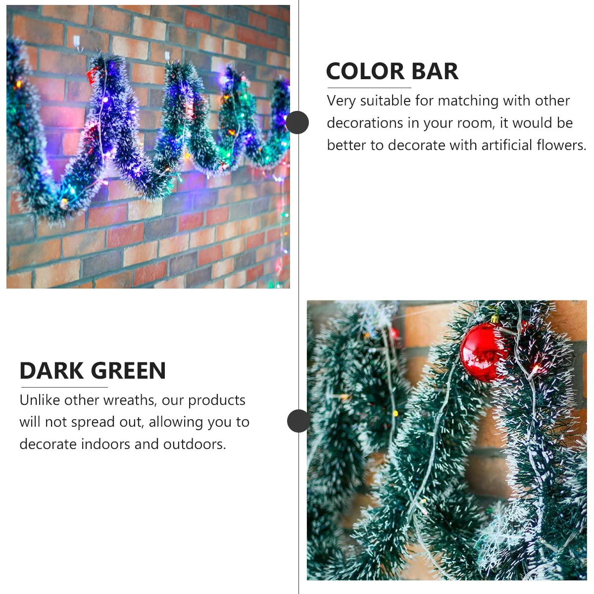 

Christmas Garland Dark Green with White Trim 2.5m Plastic Garland Decoration for Garden Archway Holiday Wedding Event Decor