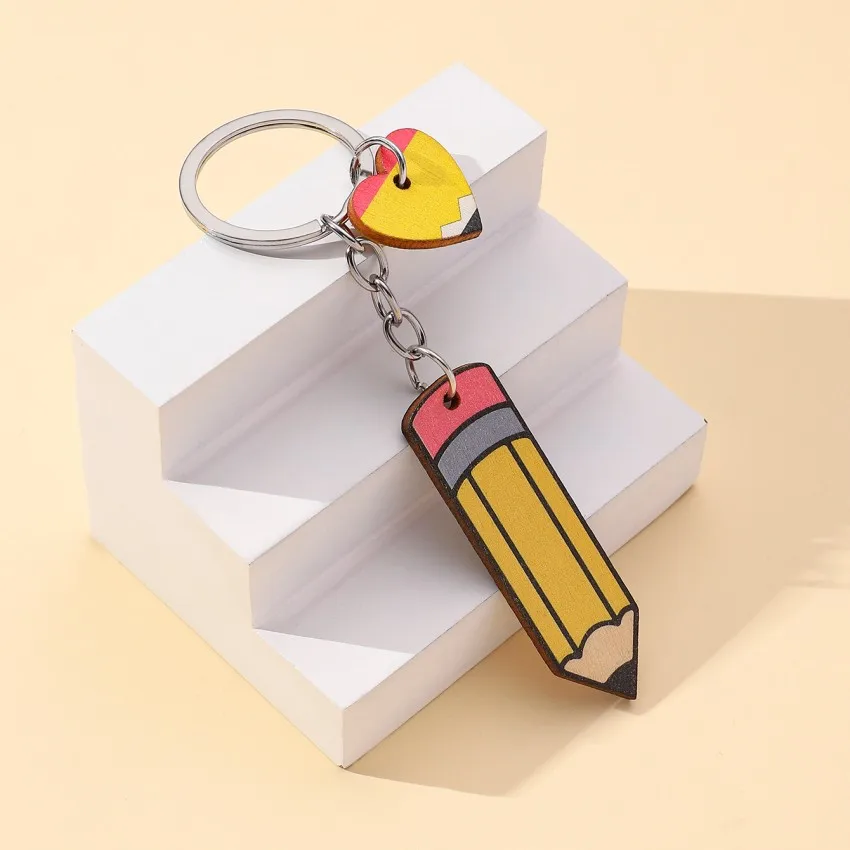 New Keychain Pencil Love Wooden Pendant Simple and Versatile Graduation Season Teacher's Day Gift Wholesale