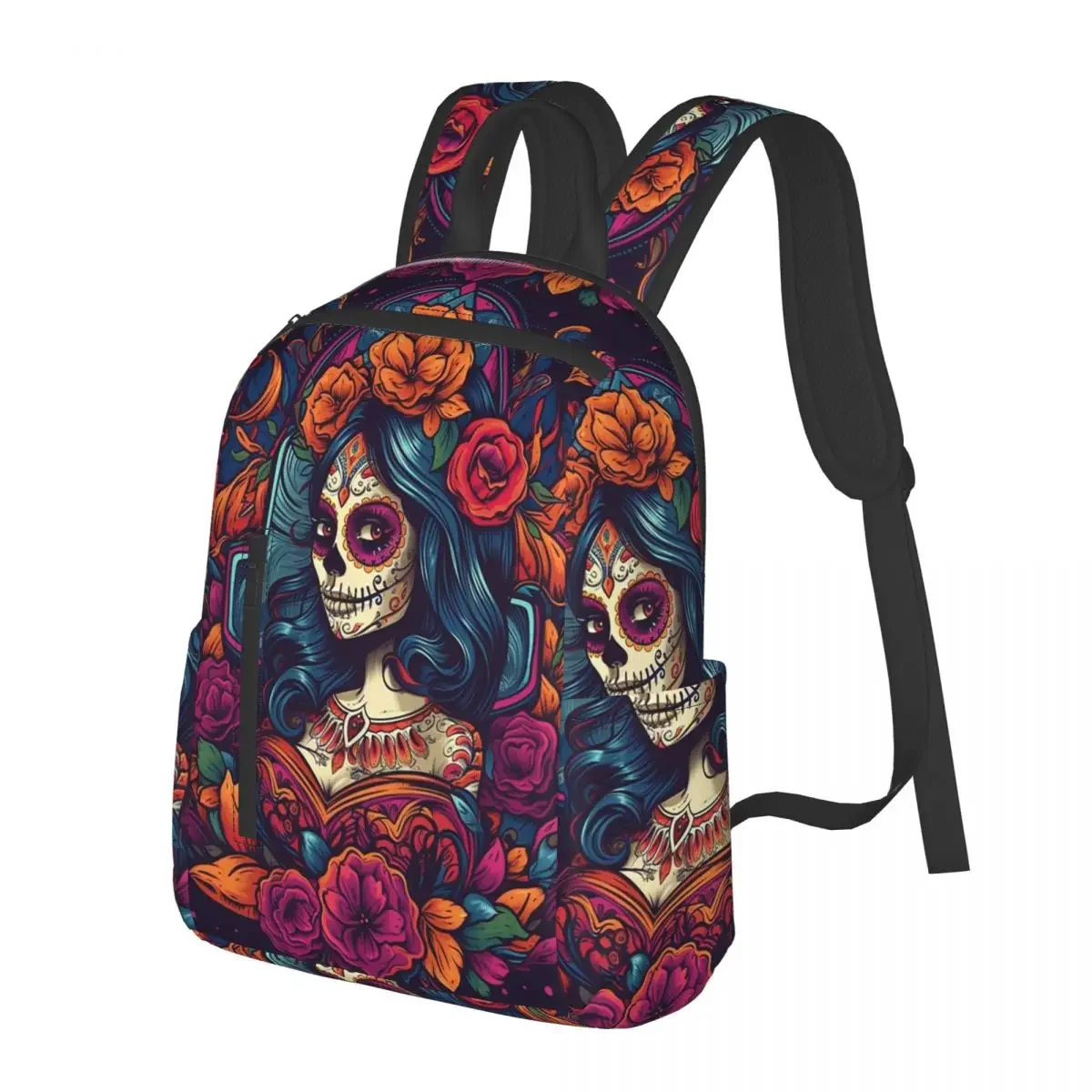 

Mexican Catrina Girl Day Of The Dead Sugar Skull Student Backpack School Bag for Men Women Fashion Bookbag Shoulder Bags
