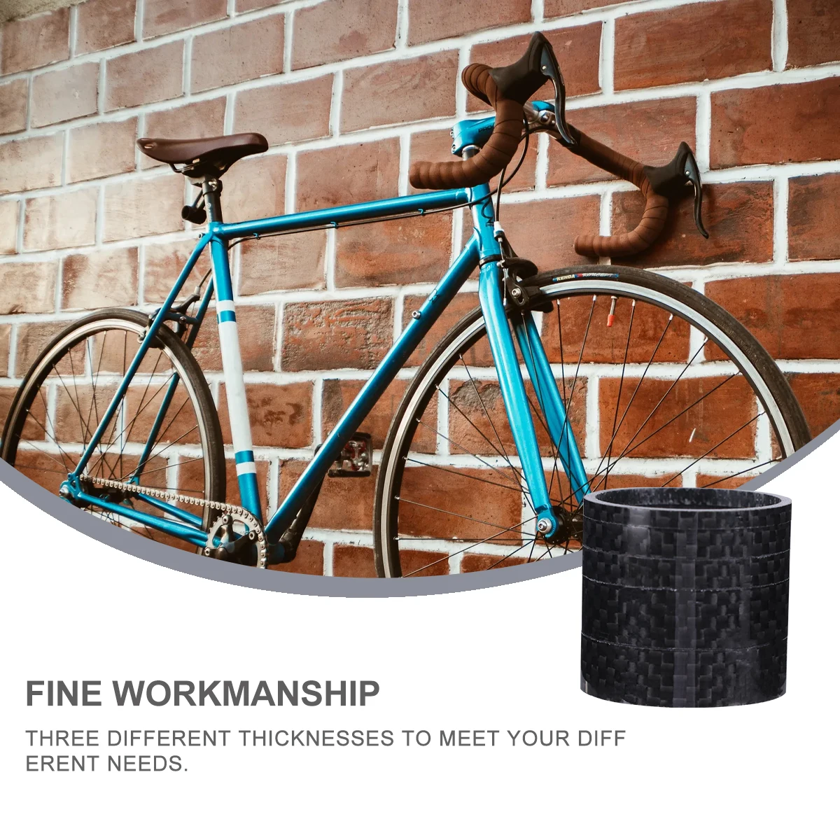 

5pcs Carbon Fiber Bike Headset Spacers Fork Washers Durable Heat Resistant Stem Noise Reduction Black Bicycle Set