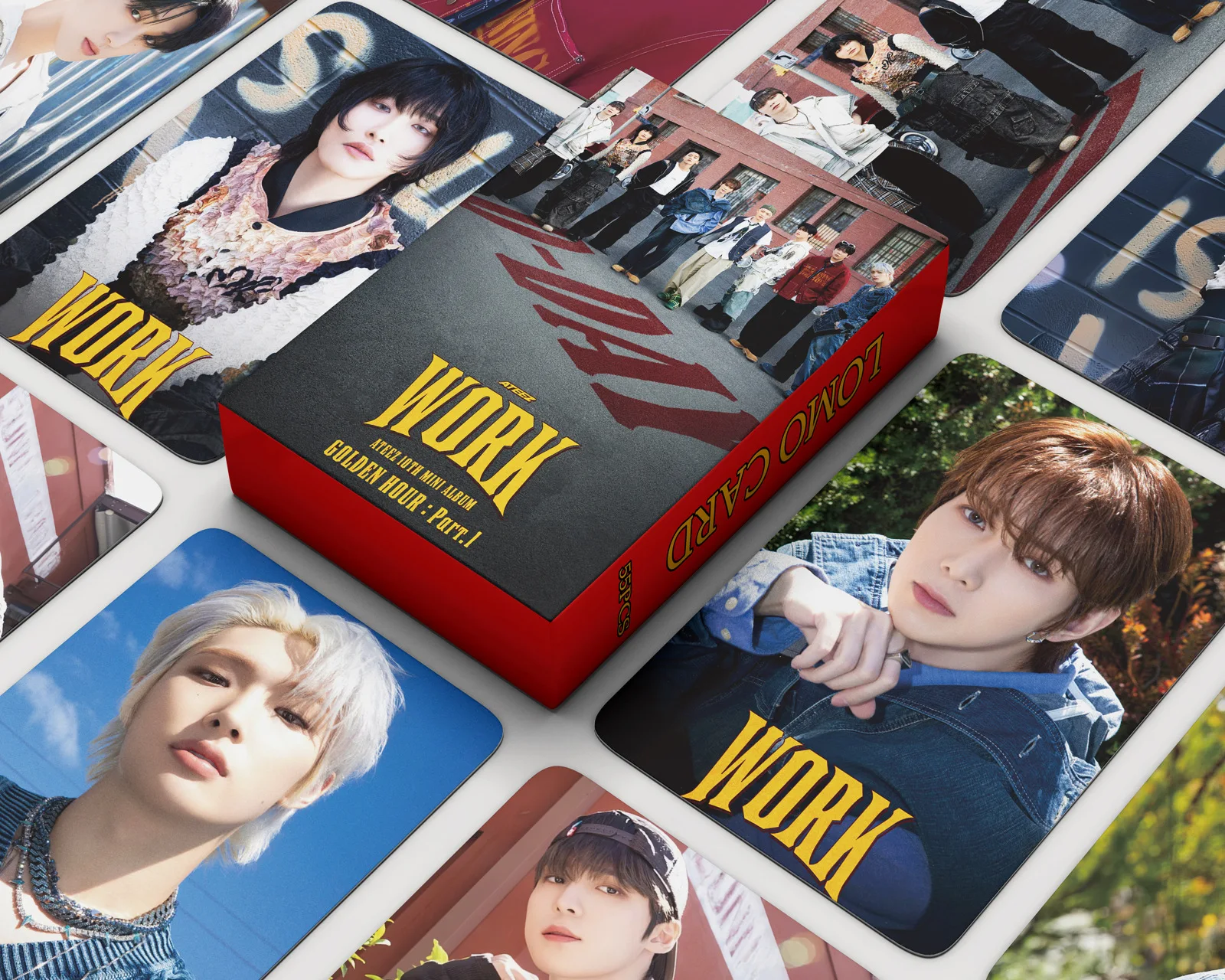 

55Pcs/Set Kpop Idol ATEEZ New Album GOLDEN HOUR : Part.1 LOMO Cards Work Photocards Hongjoong Seonghwa Yeosang Fans Gifts