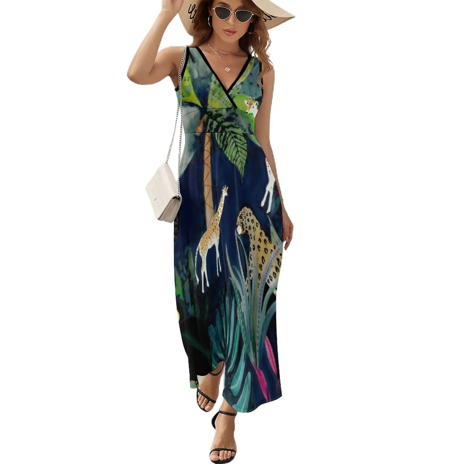 Jungle Theme Design Sleeveless Dress evening dress dresses with long sleeves Women dresses summer clothes for woman