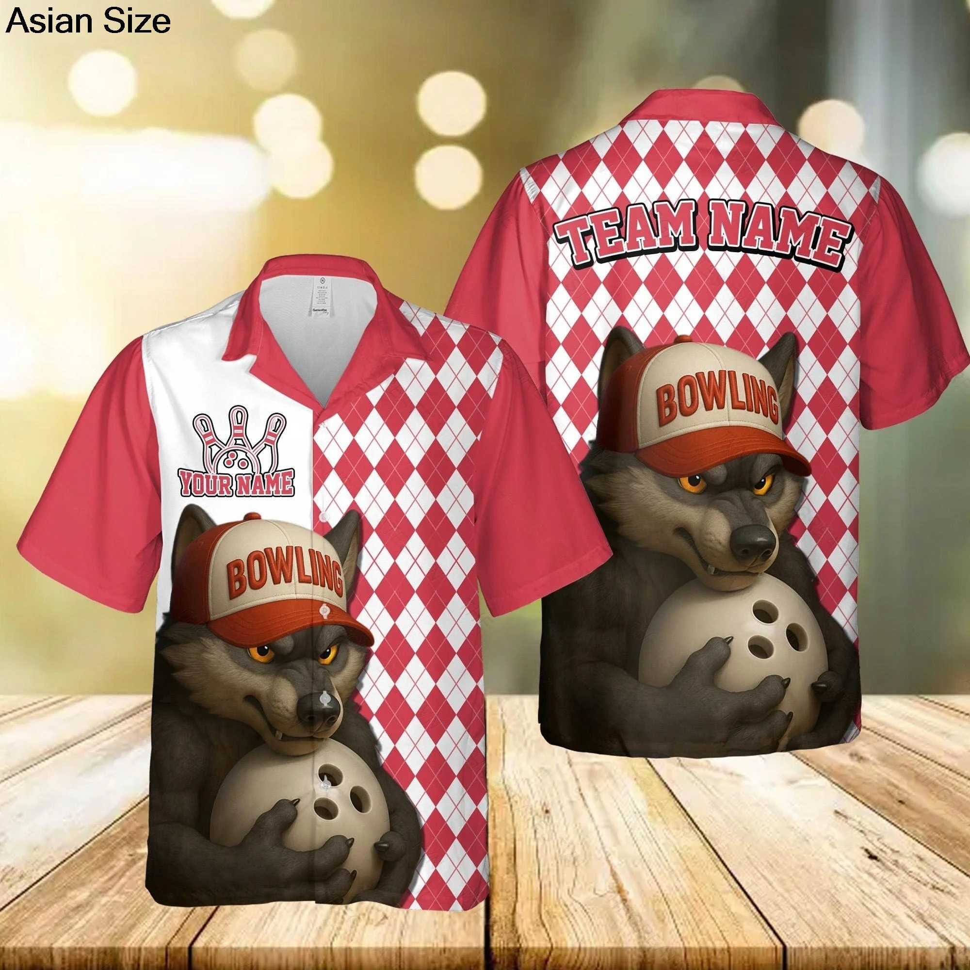 

Personalized Wolf Bowling Hawaii Shirt Men Women Custom Team Name Bowling Aloha Shirt Gift For Bowlers Bowling Team Shirt Custom