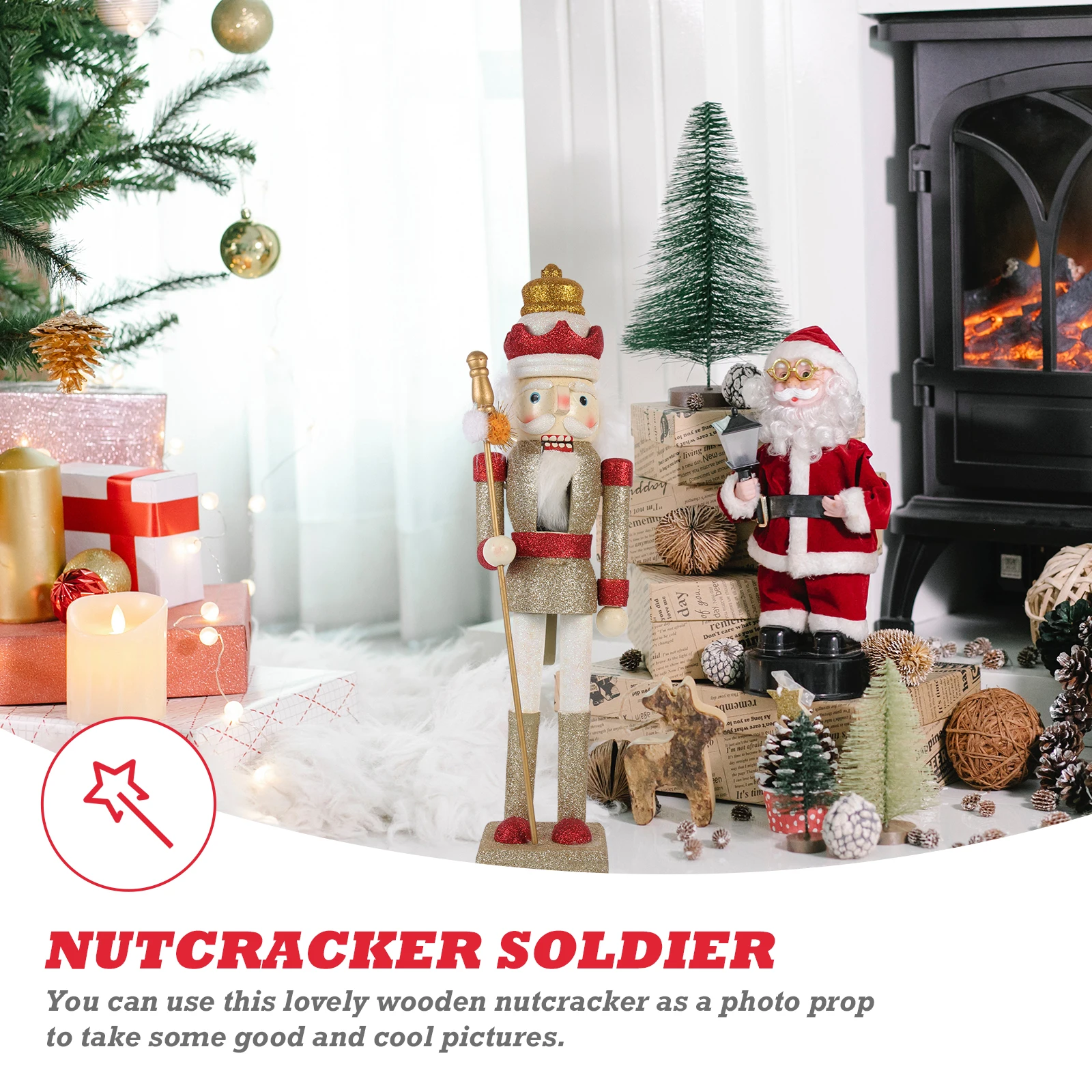 

Nutcracker nament Wooden Nutcrackers Christmas Decor Home Car Office Photo Prop Soldier Decor Desktop Wood Xmas Party Supplies