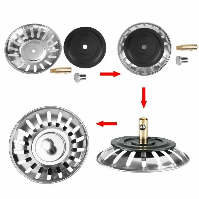 Passoire de rechange en acier inoxydable pour évier de cuisine, filtre de proximité, bouchon de déchets domestiques, 80mm, 1,2 pièces