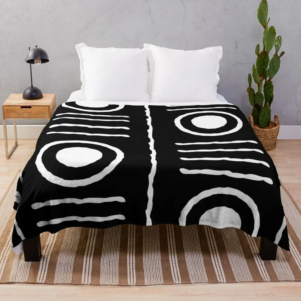

Traditional African Mud Cloth Design Throw Blanket Cozy Light Blanket for Travel Camping Picnic