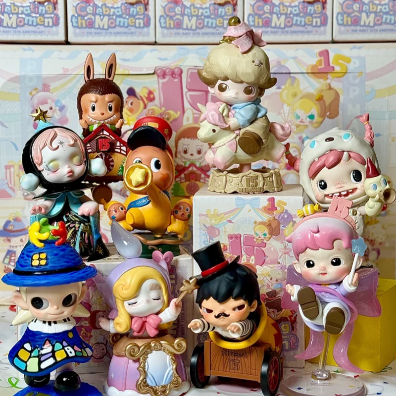 POP MART Feiert den Moment: POP MART 15. Jubiläums-Serie Blind Box Mystery Box Puppe Anime-Figur Ornamente Sammlung