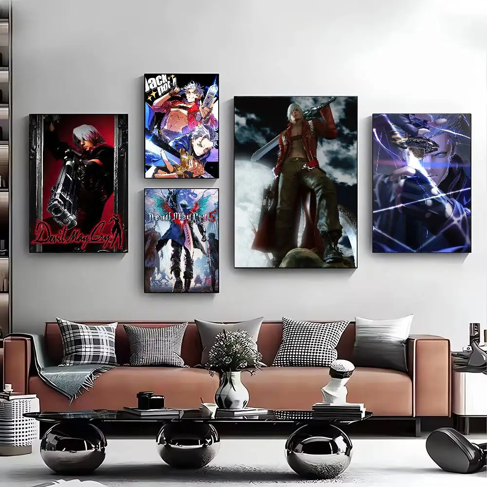 Game Devil May Cry Anime Poster Waterproof Wall Art Sticker For Bar Living Room Vintage Room Decor Print Gift