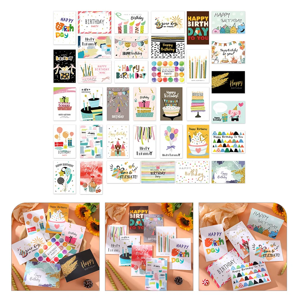 Cartes de décoration d'anniversaire avec enveloppes pour adultes et enfants, cadeaux de fête en vrac, ornement de vministériels x pour hommes, 36 pièces