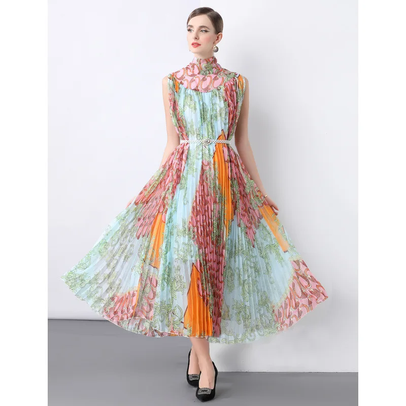 ชุดราตรีผู้หญิงแบบไขว้หลัง ดีไซน์จับจีบยาว กระโปรงยาวทรงเอวกลาง ไม่มีซิป ดีไซน์ยาว