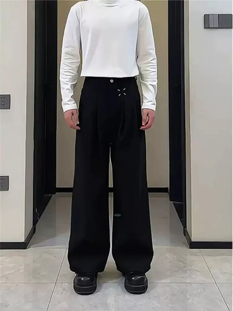 Summer Casual Loose Men's West Pants Draping Thin Style Long Trousers Cool Style Youth Popular Pure Color Wide Leg Pants
