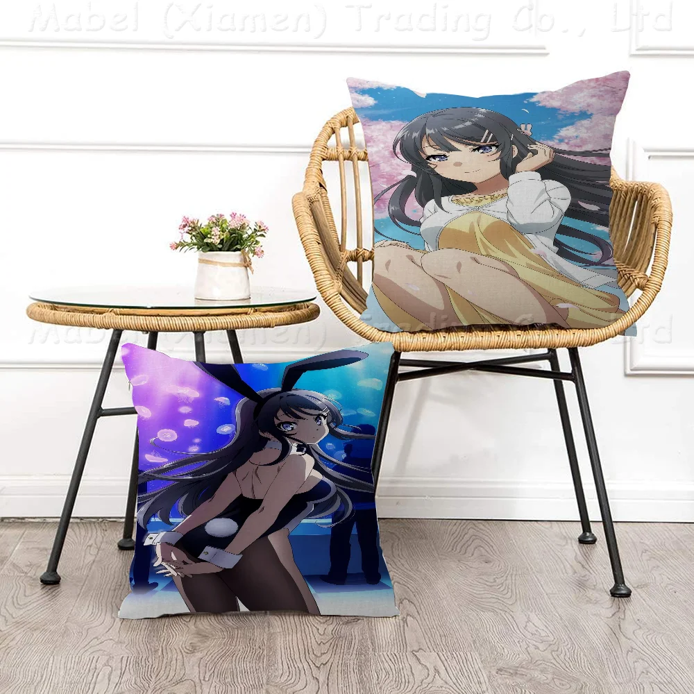 Rascal Does Not Dream Of Bunny Girl S-Senpai Pillow Gifts Home Office Furnishings Bedroom Sofa Car Cushion Cover Case 45x45cm