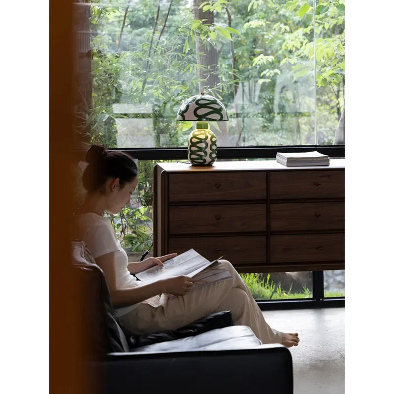 for Retro Glazed Green Creative Reading Mushroom Desk Lamp Bedroom Living Room Premium Ambient Decoration Ambient Light