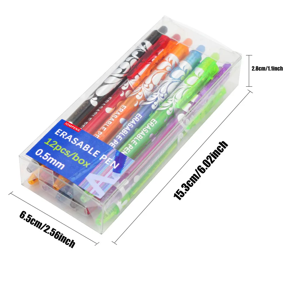 12Pcs/1Box Large Capacity Erasable Gel Pens, Creative Boxed Pen Design, 0.5mm Washable Handle Magic Refills Rod Writing Supplies