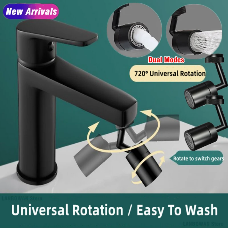 720° Universal Faucet Extender Tap Rotatable Water Bubbler Splash-Proof Rocker Arm Kitchen Bathroom Saving Water Sprayer Nozzle