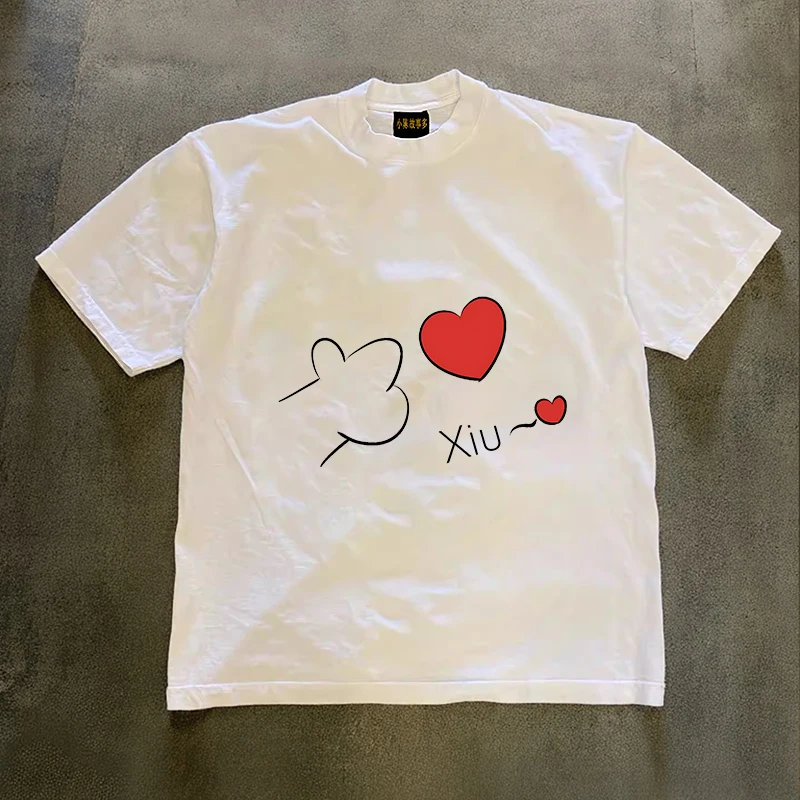 純綿半袖tシャツ-3a260g-ルーズフィット-ユニセックス-レトロアメリカンスタイル-ヘビーウェイト-カップルカジュアルウェア