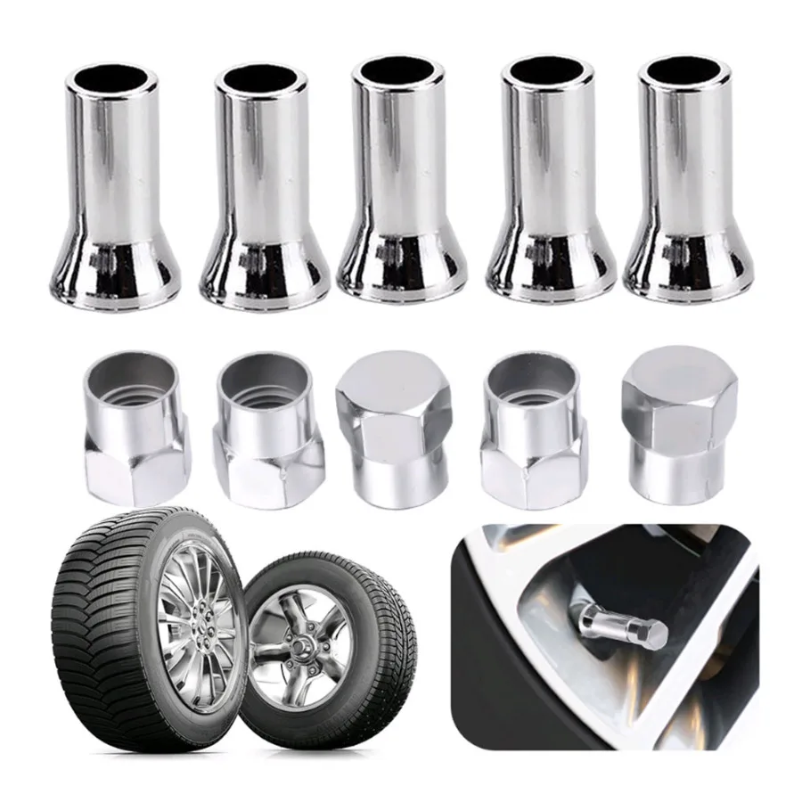 

10x TR414 Car Tire Wheel Tyre Valve Stem Hex Caps Chrome Dustproof Car Tyre Cover Sleeve Covers Auto Car Tire Valve Caps