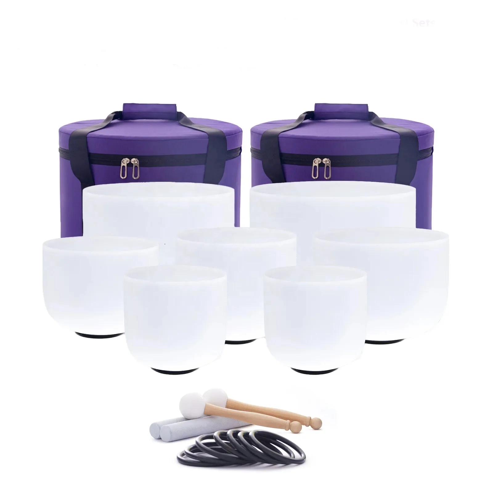 

7pcs 7"-12" Crystal Singing Bowls Chakra Set of 7 with Carrying Cases for Yoga Medication Sound Healing Deep Relaxation