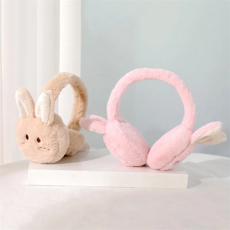 Cartoon Rabbit Shaped Earmuffs para mulheres e meninas, capa de ouvido de pelúcia, fone de ouvido, Earmuffs quentes, bonito, adorável, inverno