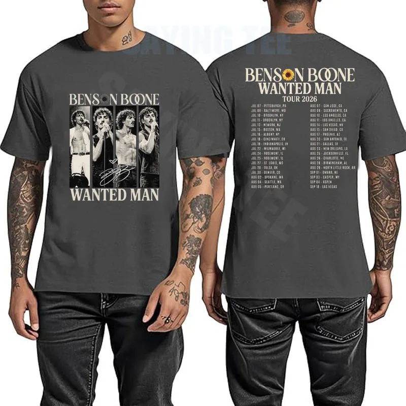 Vintage Musik-Fan-Grafik-T-Shirt - Retro Wanted Man Konzerttour Unisex-Shirt, Ivory Pepper Kurzarm Indie Pop Streetwear T-Shirts – Detail 7