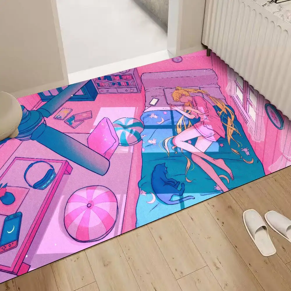 Klassische Anime S-SailorS M-Moon schöne Mädchen-Küchenmatte, günstiger, rutschfest, modernes Wohnzimmer, Balkon, bedruckt