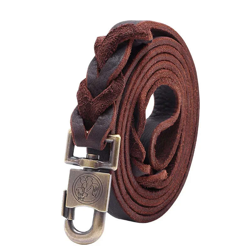 Genuine Leather Dog Leash - Top Grain Cowhide Training Lead with Heavy Duty Clip, Handcrafted Pet Leash for Medium Large Dogs view 5