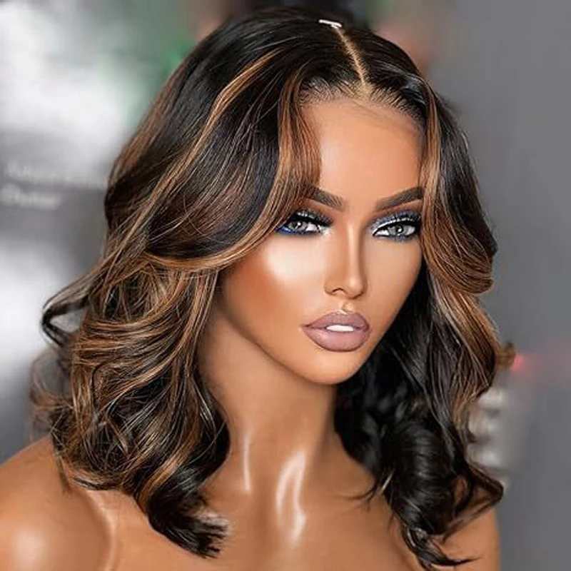 New wig for women in Europe and America, brown, dyed, medium cut, short curly, big wavy wigs