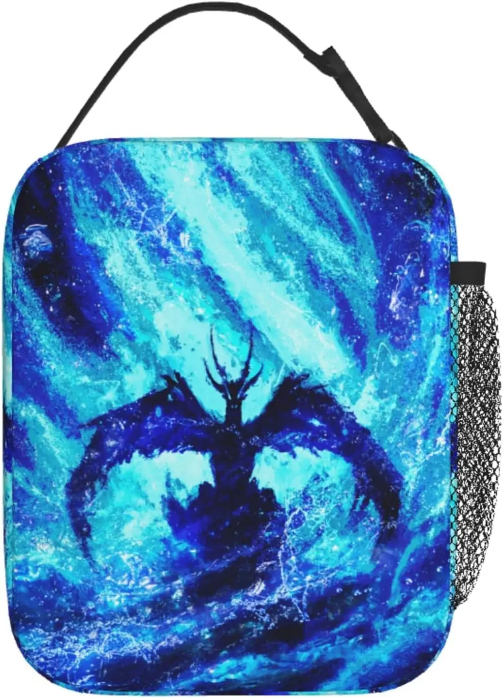 

Blue Dragon Pattern Insulated Lunch Box, Personalized Lunch Bags with Name/Text Printed for Adults Kids Boys Men