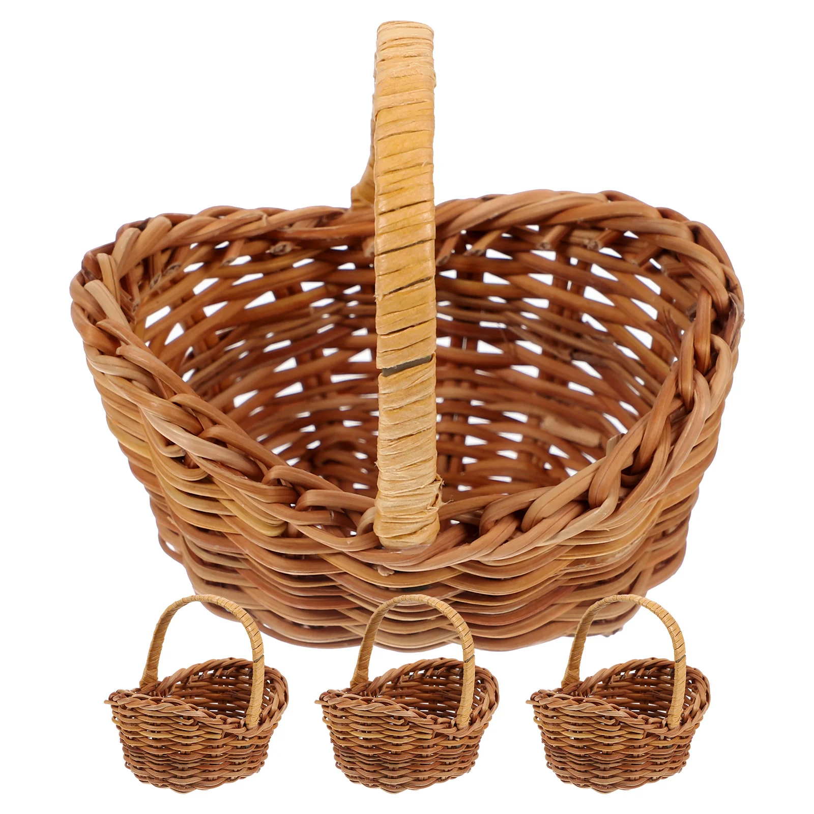 

4 Pcs Mini Basket Small Woven Tiny Flower Girl Storage House Rattan Baby Baskets