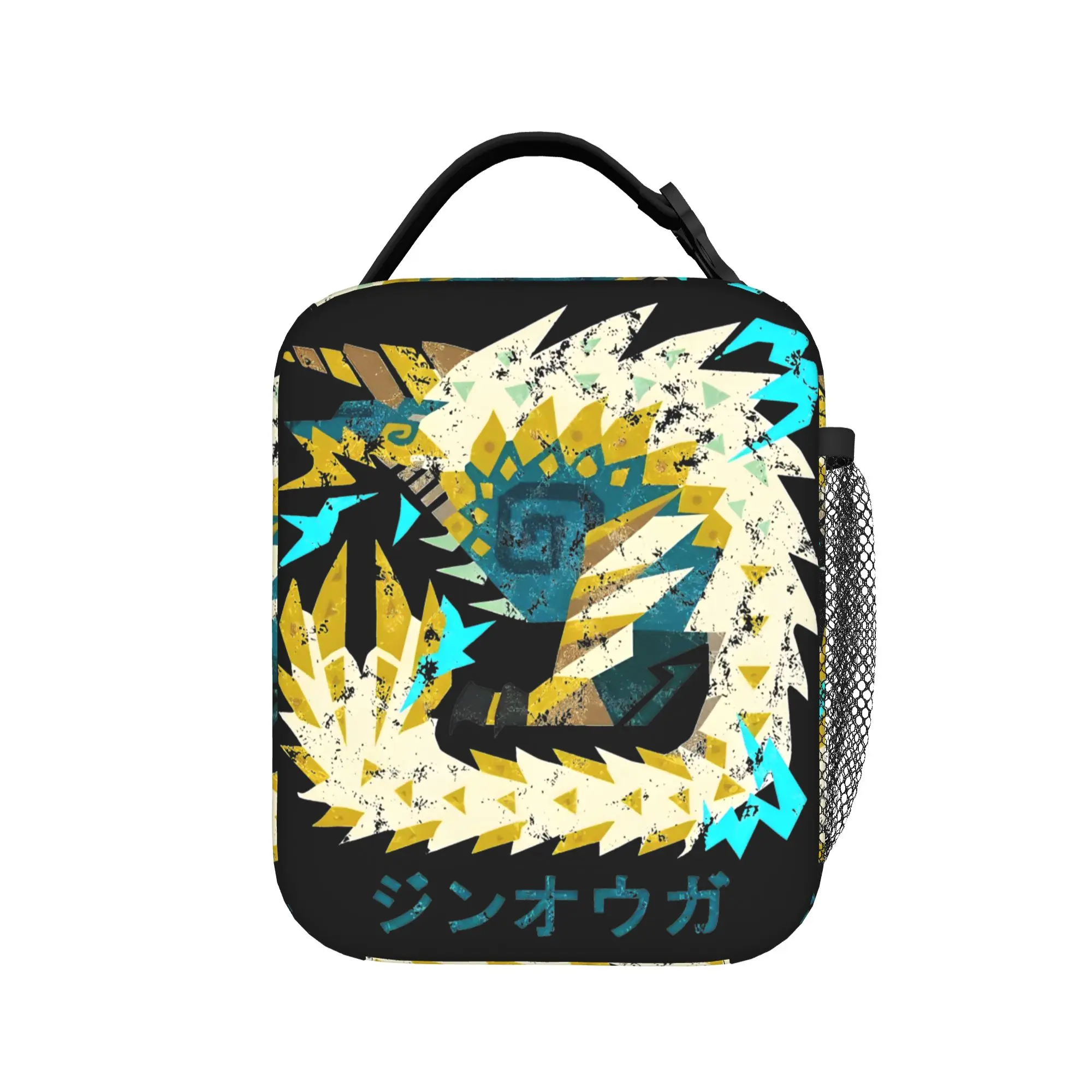 Monster Hunter World Iceborne Zinogre Kanji Icon Insulated Lunch Bags Cooler Bag Lunch Container Tote Lunch Box Food Bag Beach