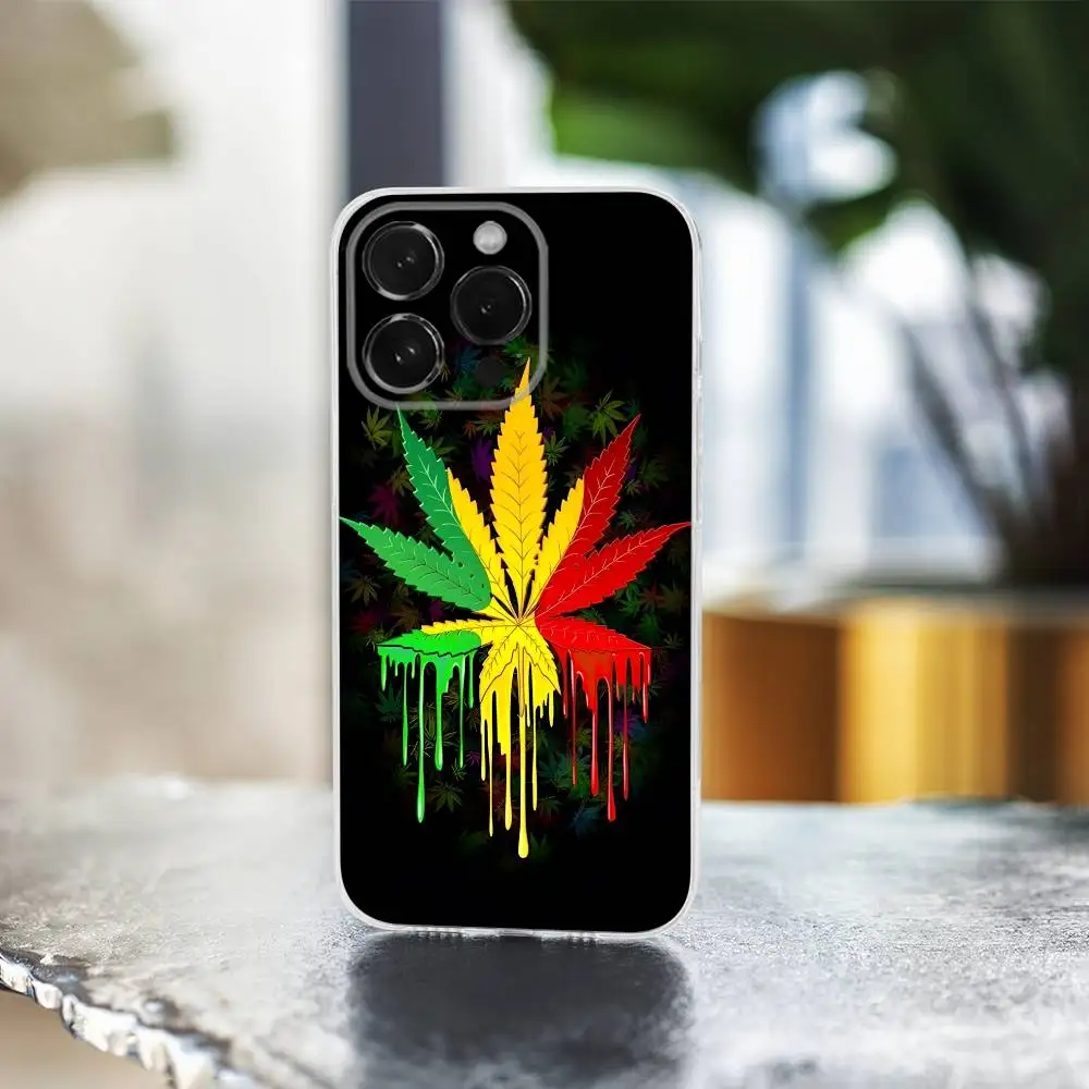 Color Art High Weed telefoonhoesje voor iPhone 16,15,14,13,12,11 Pro,Max,Plus,X,XS,XR,SE,Mini transparante zachte hoes