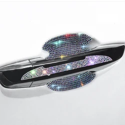 8PCS Universal Car Door Handle Sticker Decal Warning Diamond Auto Strip Driving Safety Bling Car Accessories for Girls Wholesale