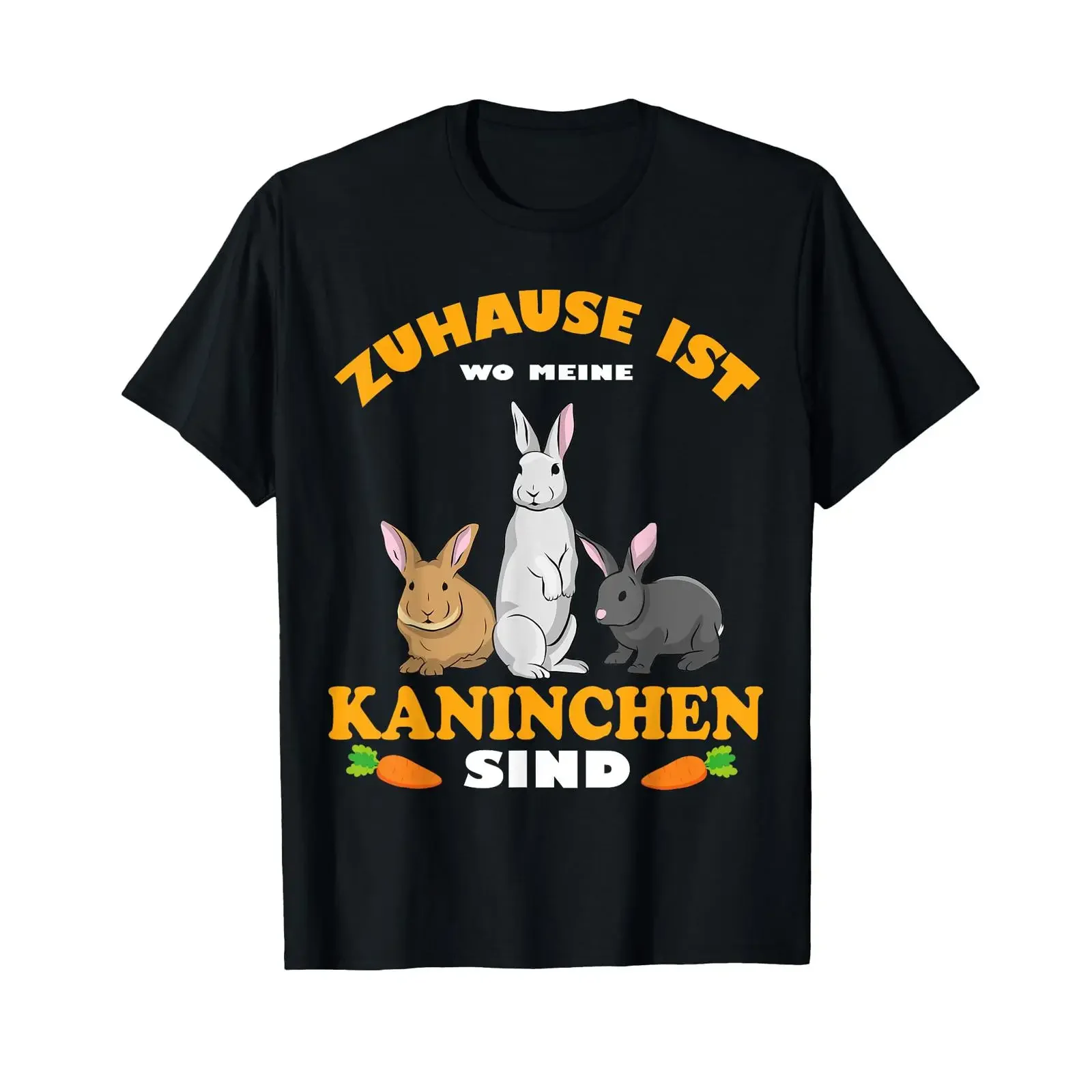 T Shirt with German Text quot Zuhause ist wo meine Rabinchen sind Rabbits Raben vintage Washed Casual homme Comfortable