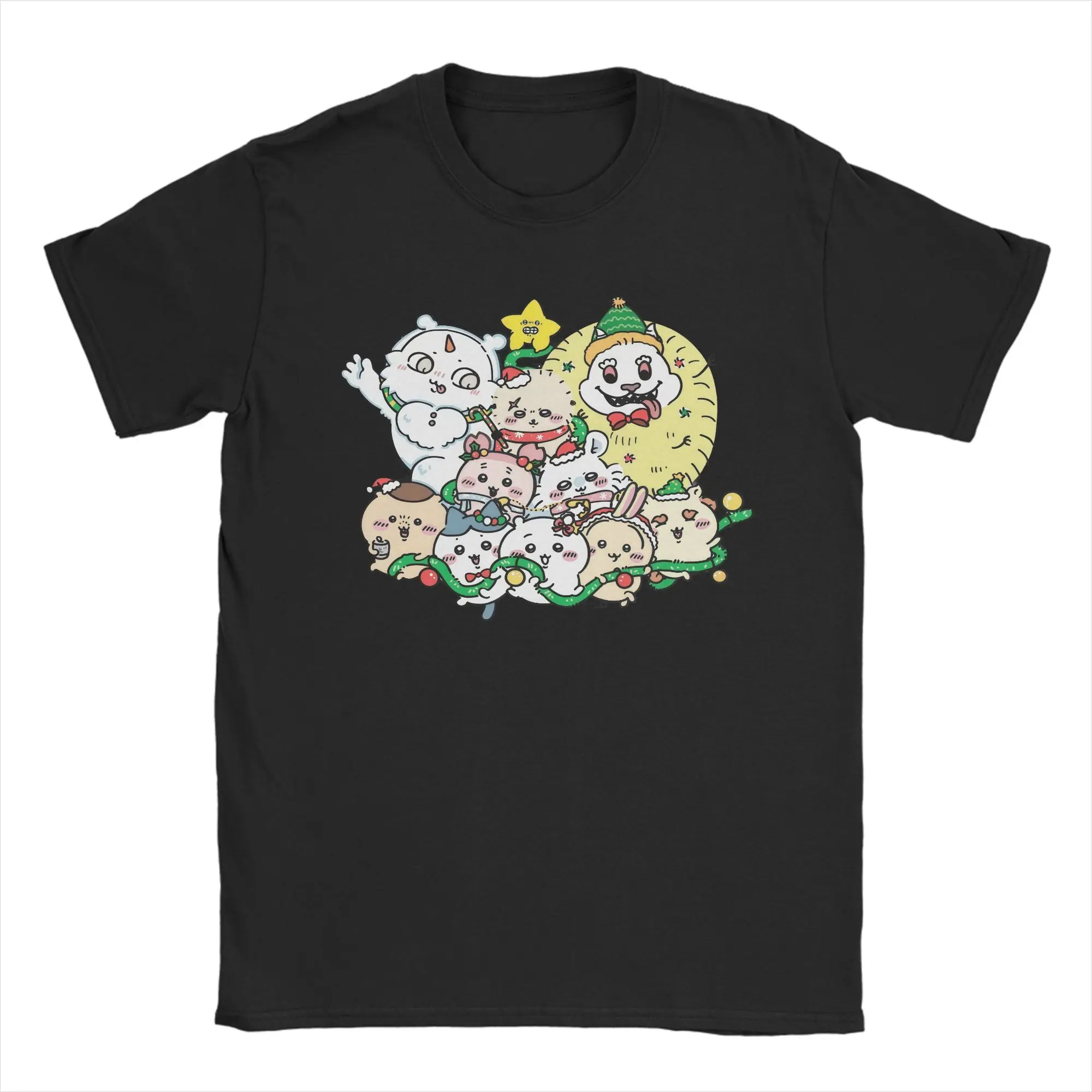 

Мужская футболка Chiikawa Usagi Hachiware с Рождеством, одежда из 100% хлопка, футболки с короткими рукавами и круглым вырезом, подарок на день рождения, футболки