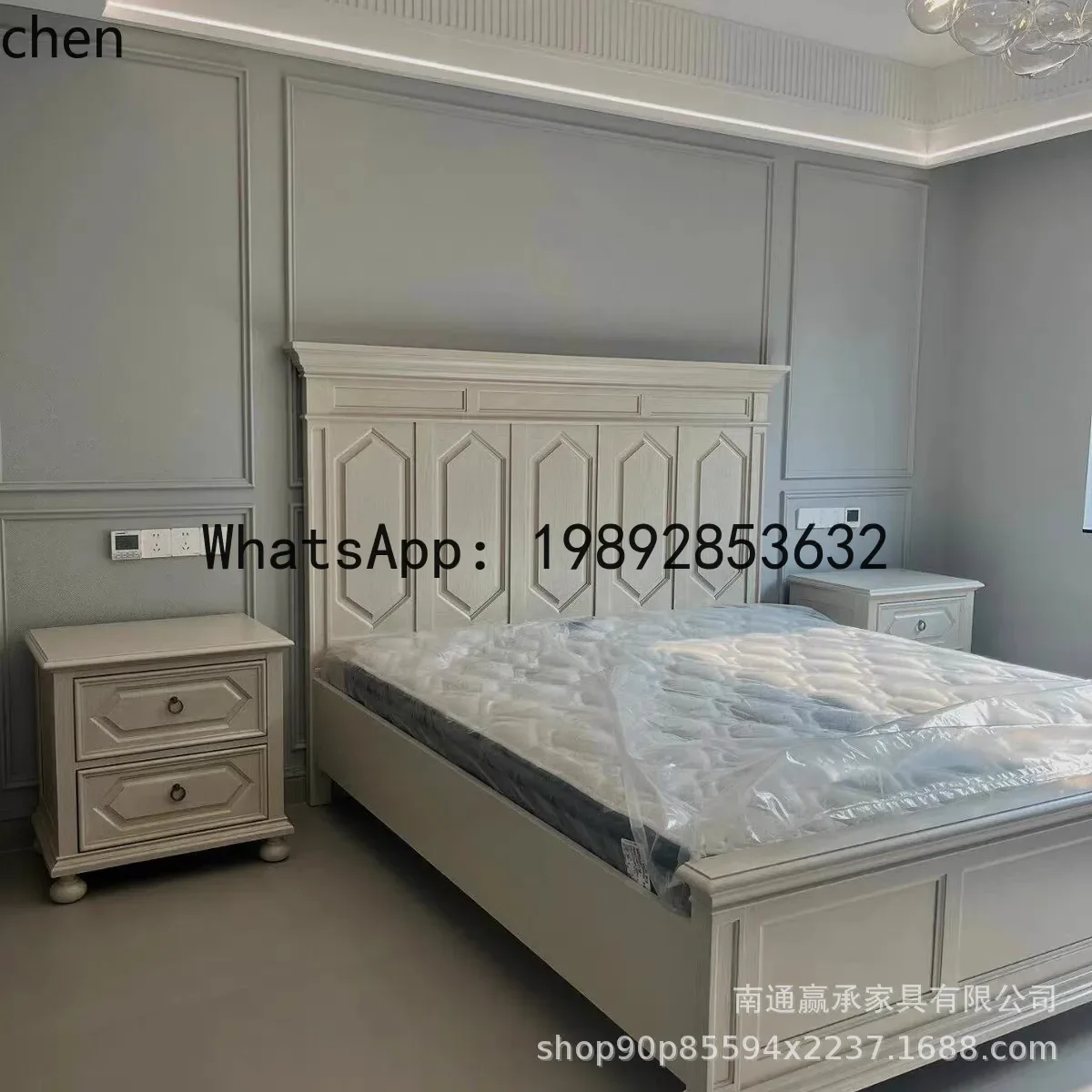 

BF Solid Wood Bed Double Bed North Master Bedroom Carved Bed